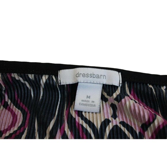Dressbarn Tunic Top Blouse Crinkle Medium 3/4 Sleeve Pink Black Tan Size Medium - Picture 5 of 5